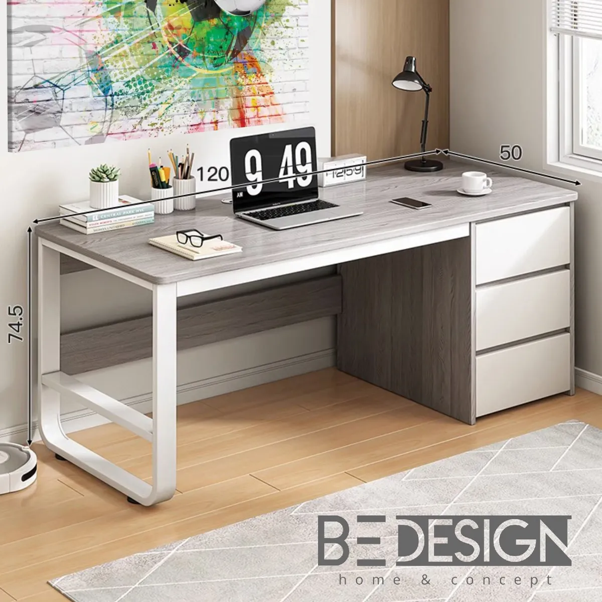 ESCRITORIO TODO PRODUCTOS EJECUTIVO METAL 3 CAJONES GRIS - 6
