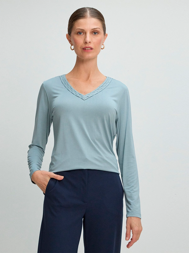 POLERA MANGA LARGA MUJER MA GRIFFE ESCOTE EN V - 3