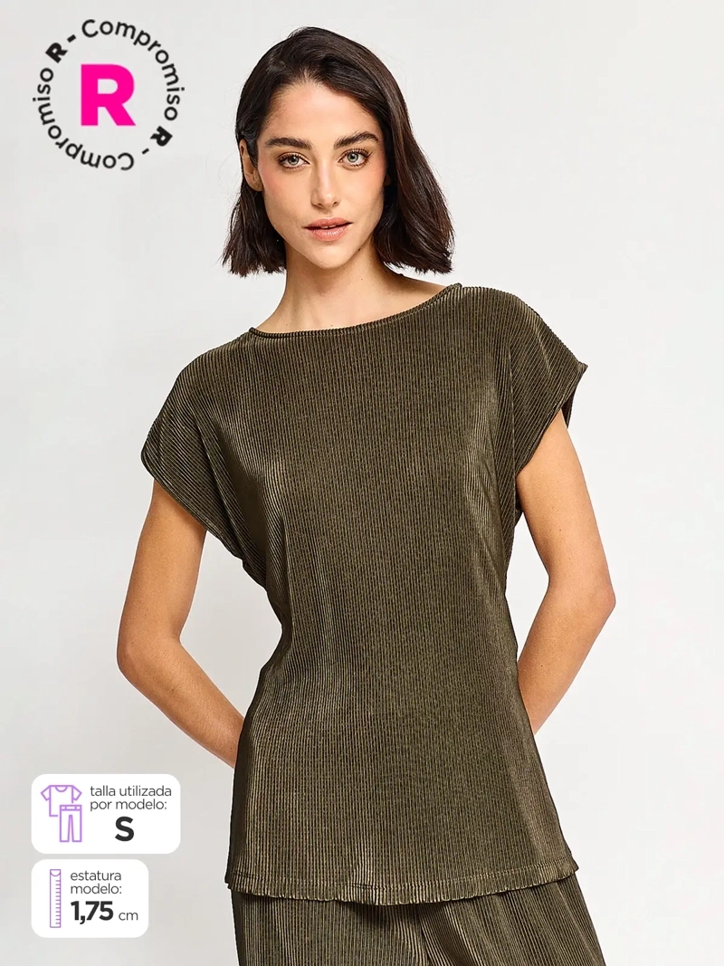 BLUSA MUJER REGATTA MANGA CORTA PLISADA LAZO - 1