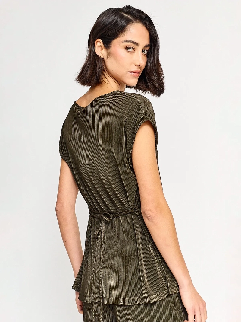 BLUSA MUJER REGATTA MANGA CORTA PLISADA LAZO - 2
