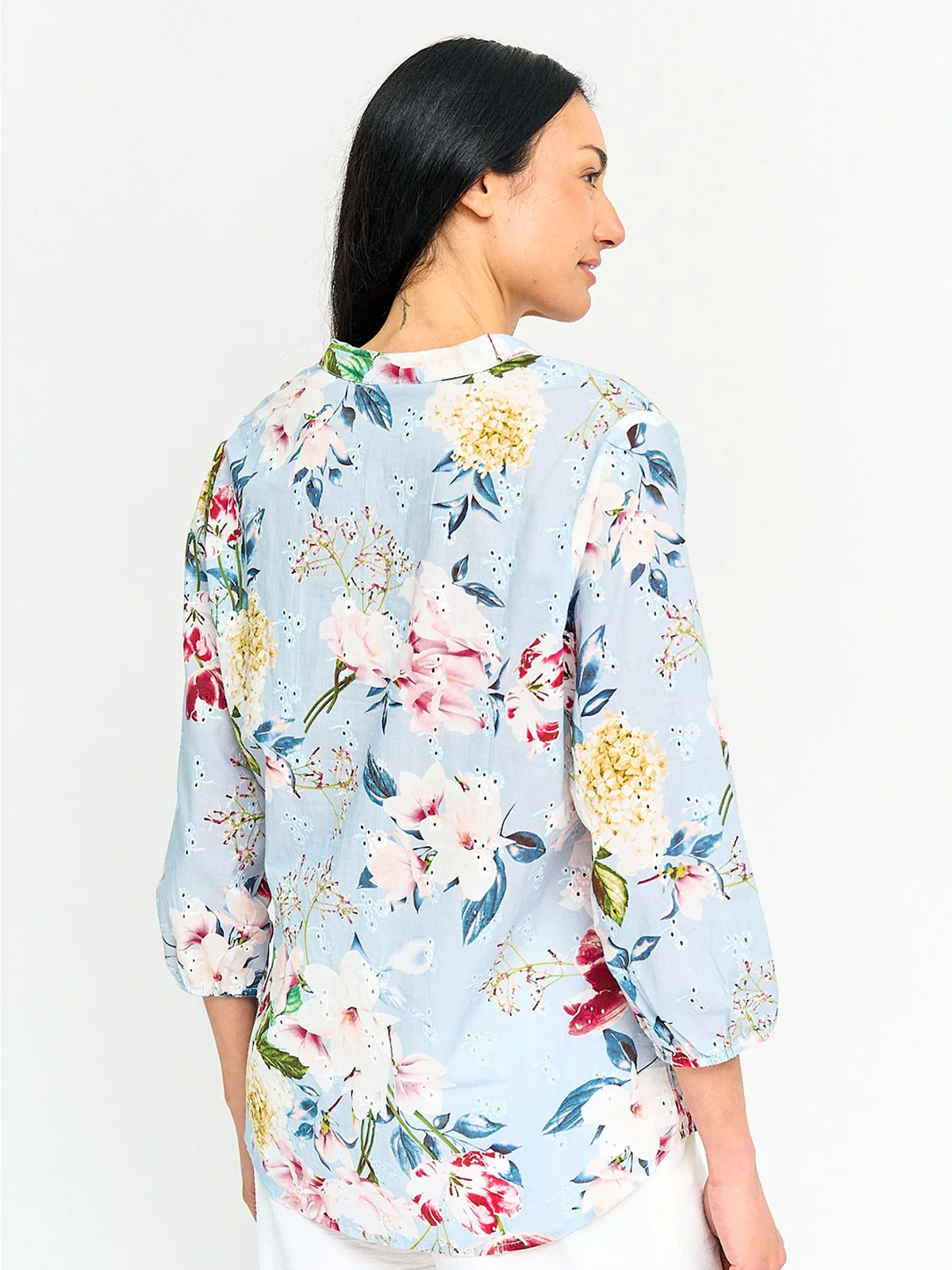 BLUSA MUJER CACHAREL ALGODÓN CUELLO EN V MANGA 3/4 - 2