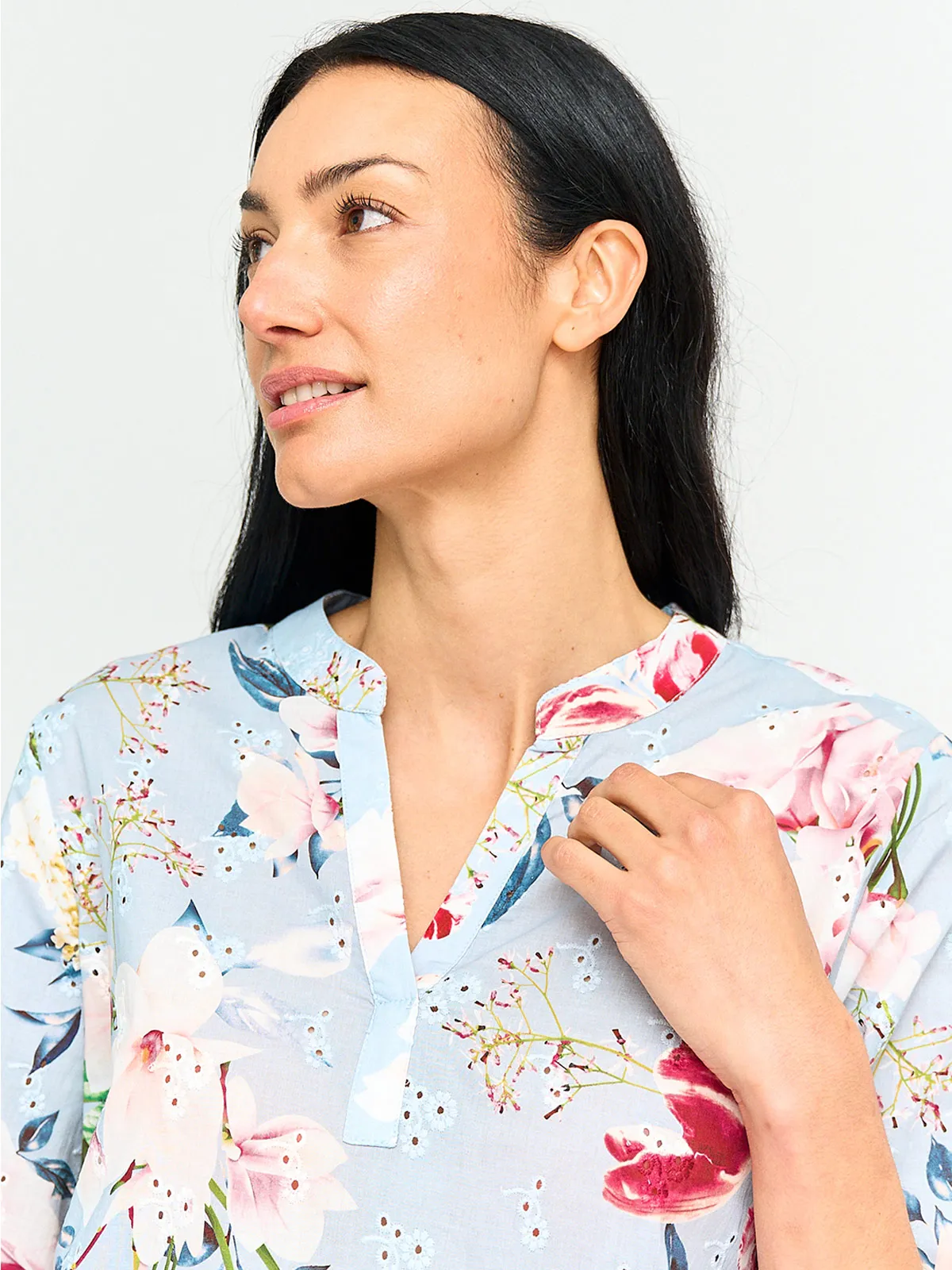 BLUSA MUJER CACHAREL ALGODÓN CUELLO EN V MANGA 3/4 - 3