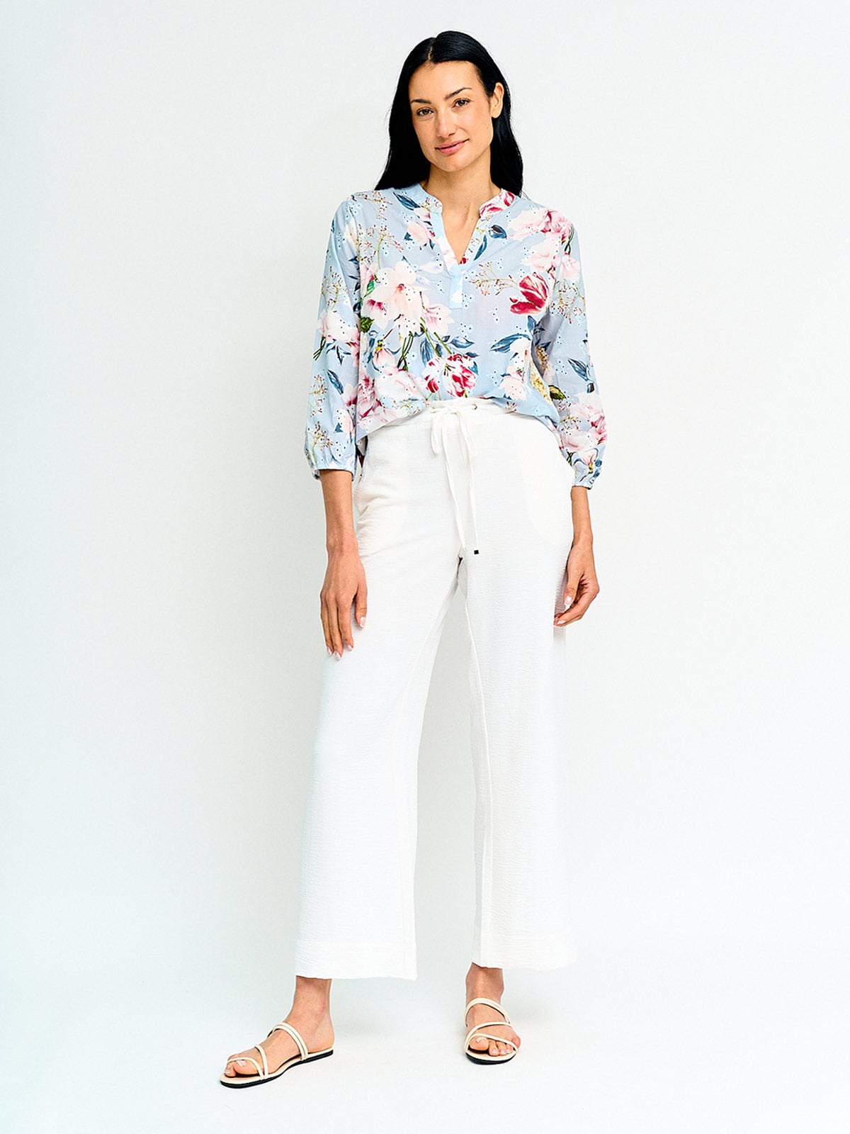 BLUSA MUJER CACHAREL ALGODÓN CUELLO EN V MANGA 3/4 - 4