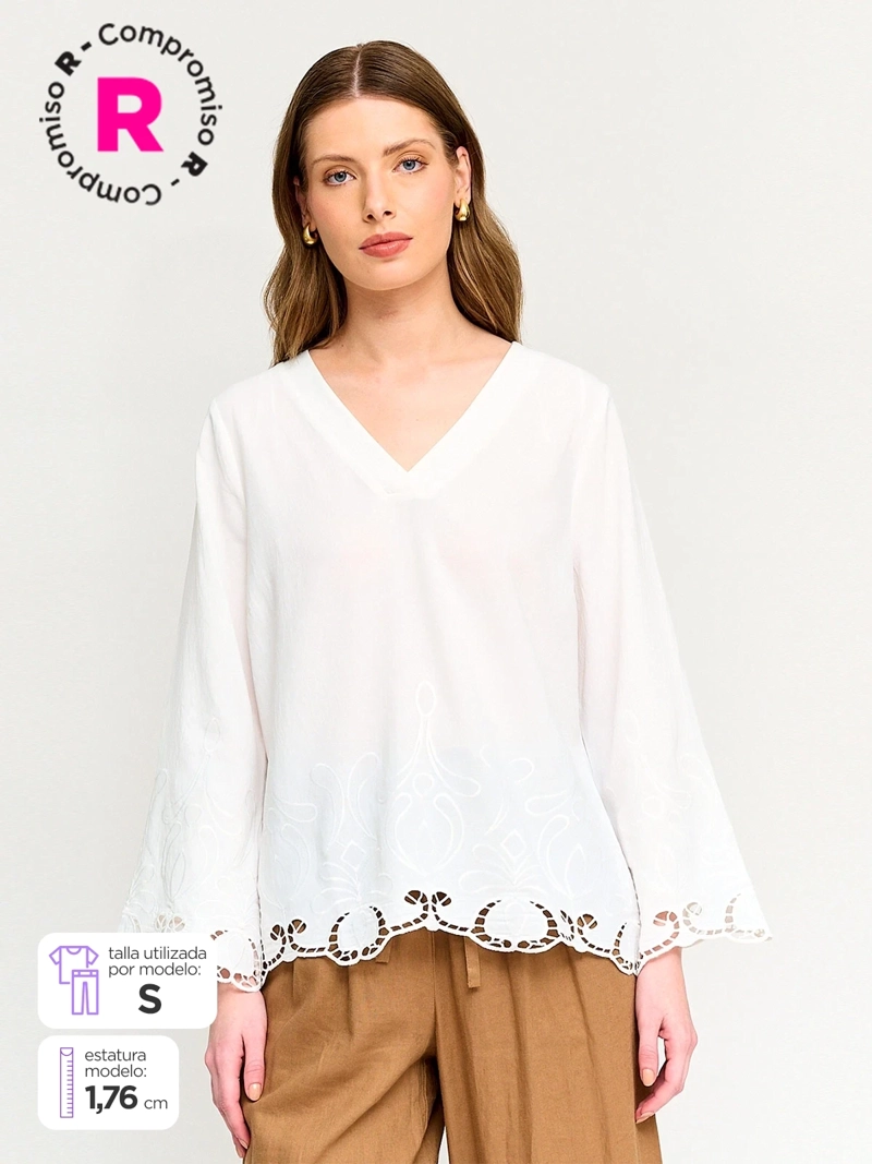 BLUSA MUJER CACHAREL MANGA 3/4 TEXTURADA - 1