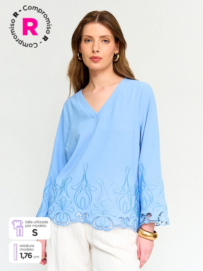 BLUSA MUJER CACHAREL MANGA 3/4 TEXTURADA - 1