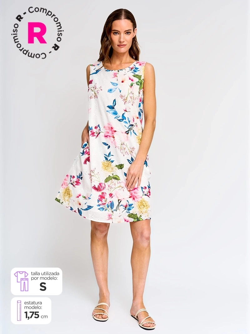 VESTIDO MUJER CACHAREL ALGODÓN CORTO TIPO JUMPER - 1