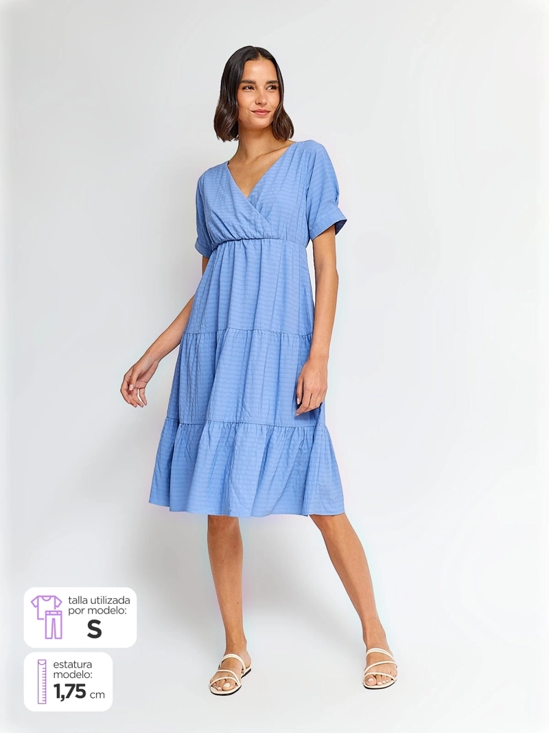 VESTIDO MUJER REGATTA CORTO ESCOTE CRUZADO MANGA GLOBO - 1