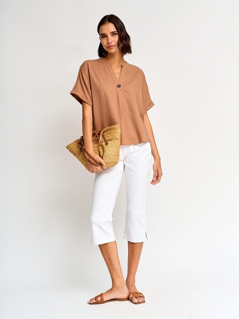 BLUSA MUJER REGATTA LINO CUELLO MAO MANGA CORTA - 4