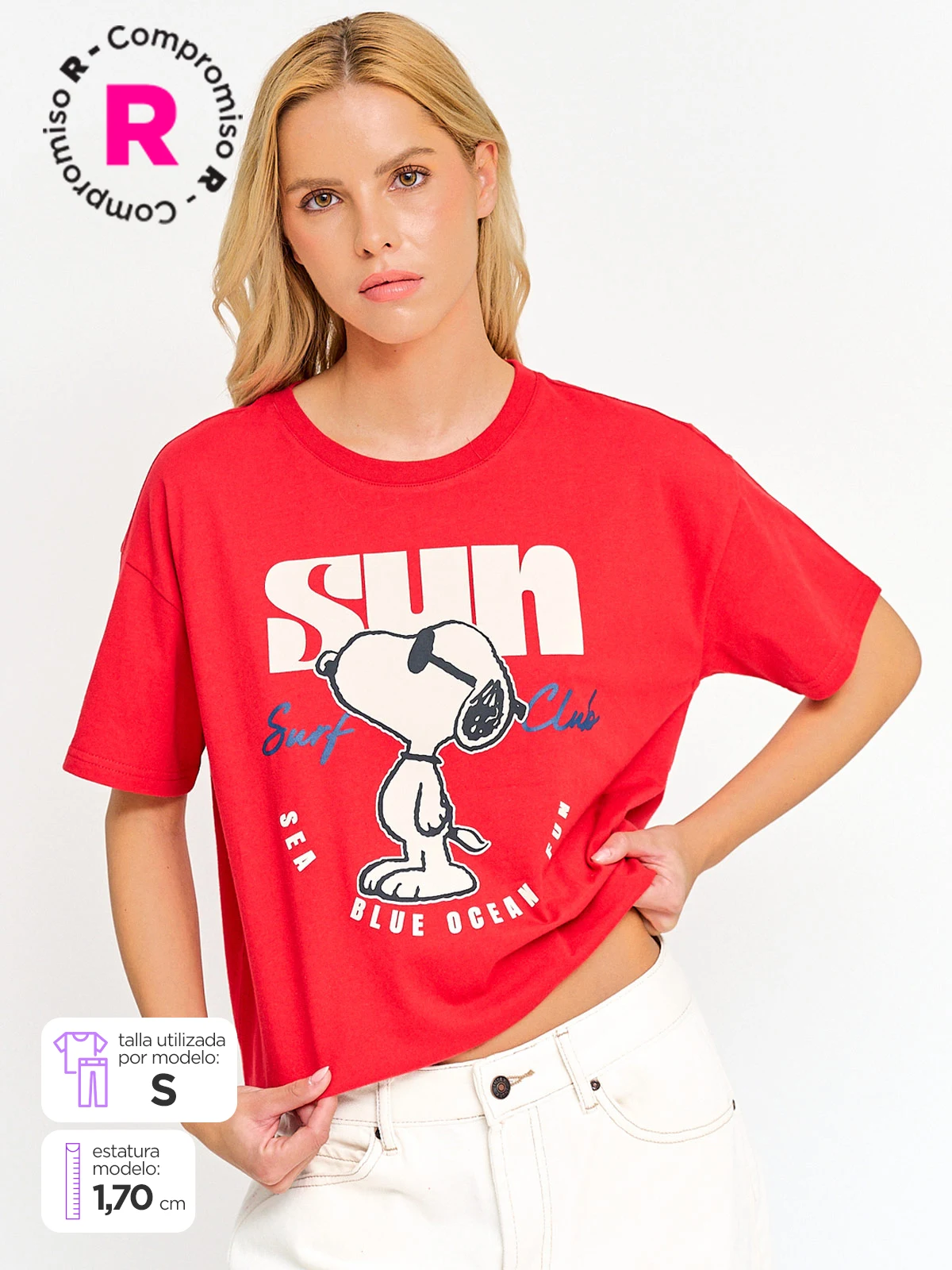 POLERA MUJER INDEX ALGODÓN MANGA CORTA SNOOPY - 1