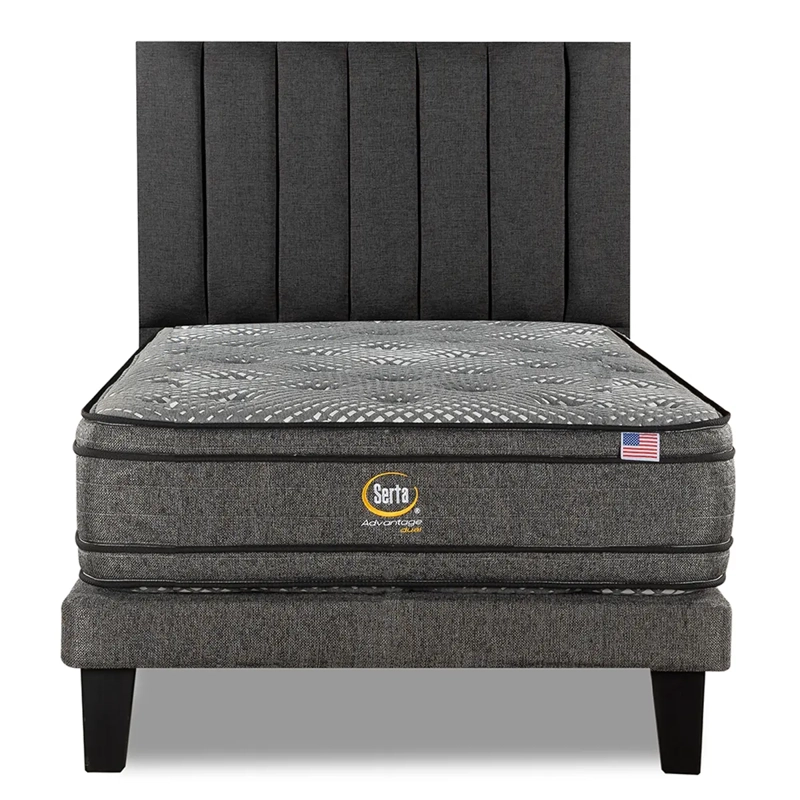 CAMA SERTA EUROPEA 1.5PL + RESPALDO TIBET MARENGO ADVANTAGE DUAL - 1