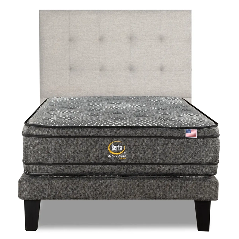 CAMA SERTA EUROPEA + RESPALDO TIGNES ADVANTAGE DUAL 1.5 PLAZAS ARENA - 1