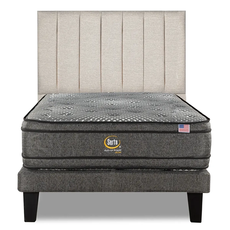 CAMA SERTA EUROPEA + RESPALDO TIBET ADVANTAGE DUAL 1.5 PLAZAS ARENA - 1