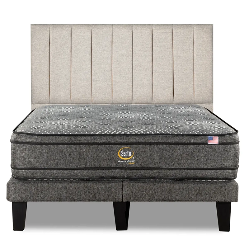 CAMA SERTA EUROPEA + RESPALDO TIBET ADVANTAGE DUAL 2 PLAZAS ARENA - 1