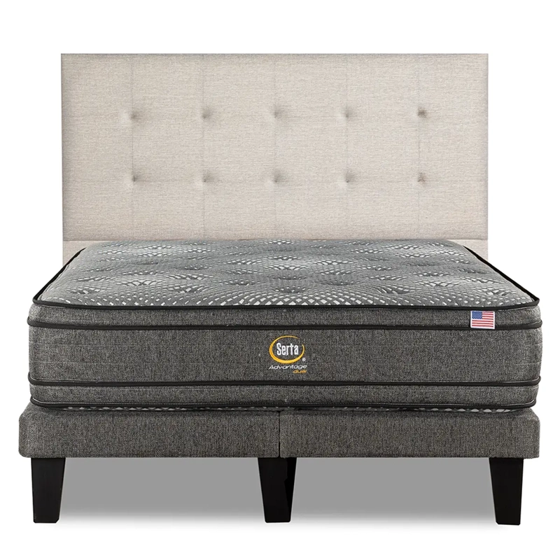CAMA SERTA EUROPEA + RESPALDO TIGNES ADVANTAGE DUAL 2 PLAZAS ARENA - 1