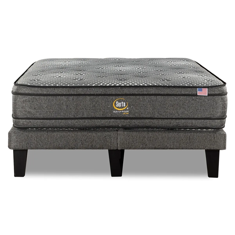CAMA SERTA EUROPEA + RESPALDO TIBET ADVANTAGE DUAL KING GRIS - 2