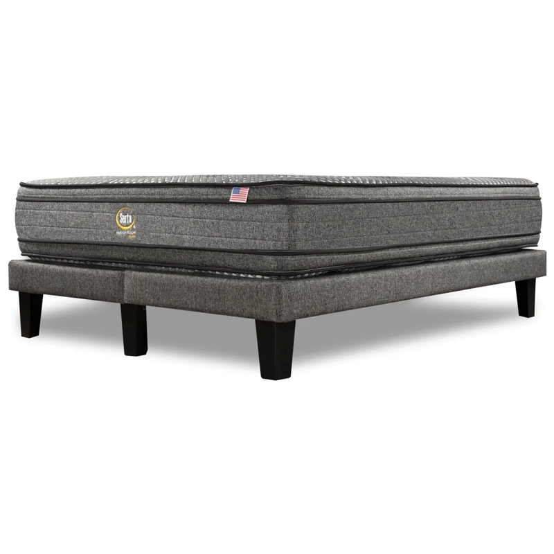 CAMA SERTA EUROPEA + RESPALDO TIBET ADVANTAGE DUAL 2 PLAZAS GRIS - 4