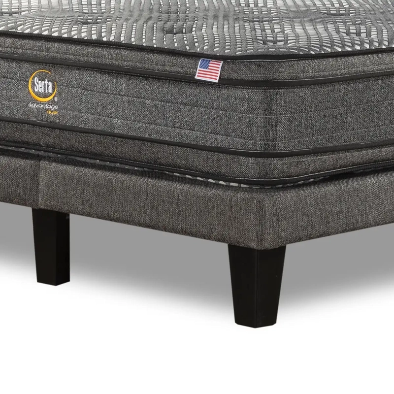 CAMA SERTA EUROPEA + RESPALDO TIBET ADVANTAGE DUAL 2 PLAZAS GRIS - 6