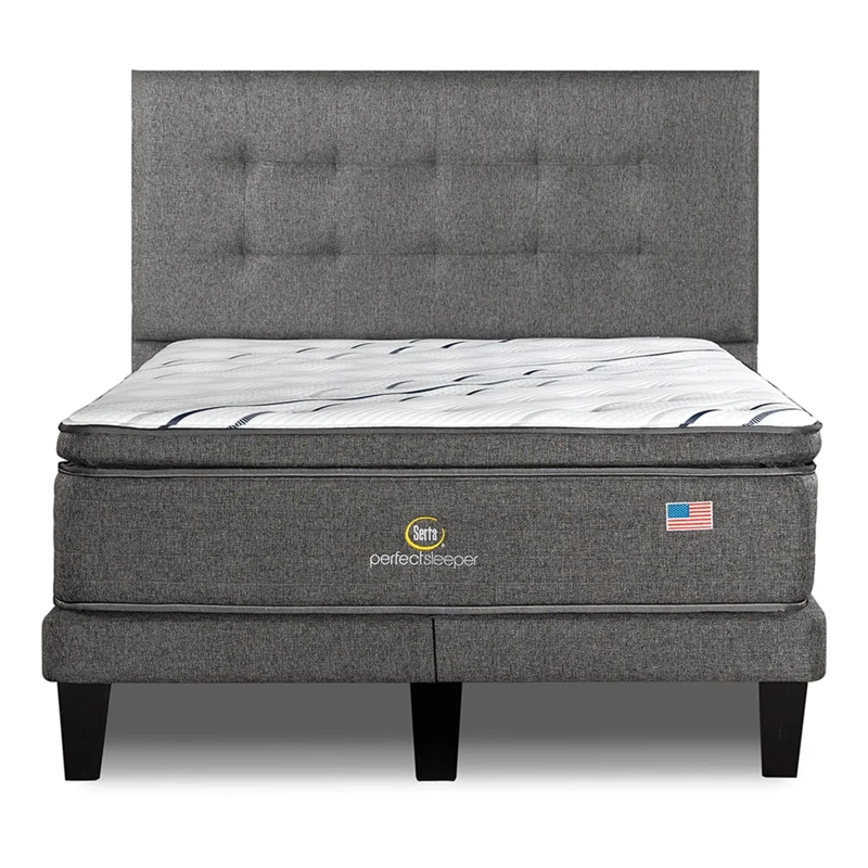 CAMA EUROPEA SERTA PERFECT SLEEPER 2PL B/D + RESPALDO TIGNES GRIS  - 1
