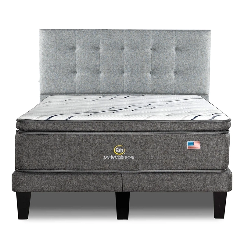 CAMA EUROPEA SERTA PERFECT SLEEPER 2PL B/D + RESPALDO TIGNES PLATA  - 1