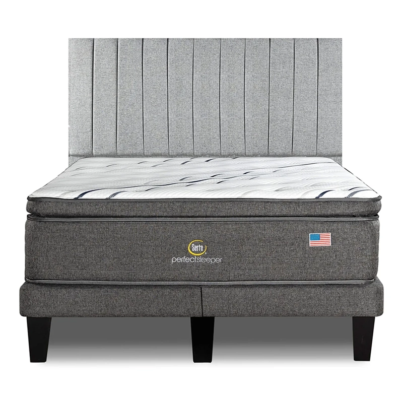 CAMA EUROPEA SERTA PERFECT SLEEPER KING B/D + RESPALDO TIBET PLATA  - 1