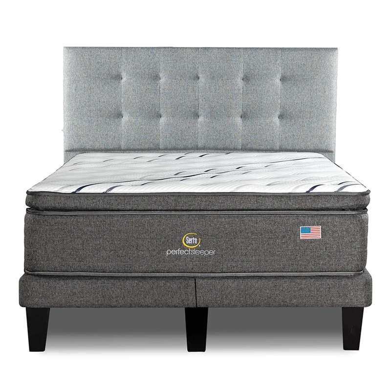 CAMA EUROPEA SERTA PERFECT SLEEPER KING B/D + RESPALDO TIGNES PLATA  - 1