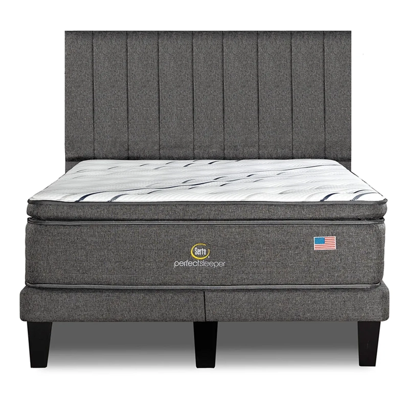 CAMA EUROPEA SERTA PERFECT SLEEPER KING B/D + RESPALDO TIBET GRIS - 1