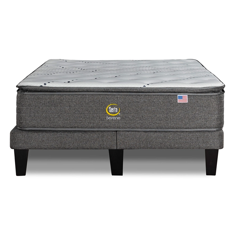 CAMA EUROPEA SERTA SERENE 2PL B/D + RESPALDO TIBET GRIS - 3