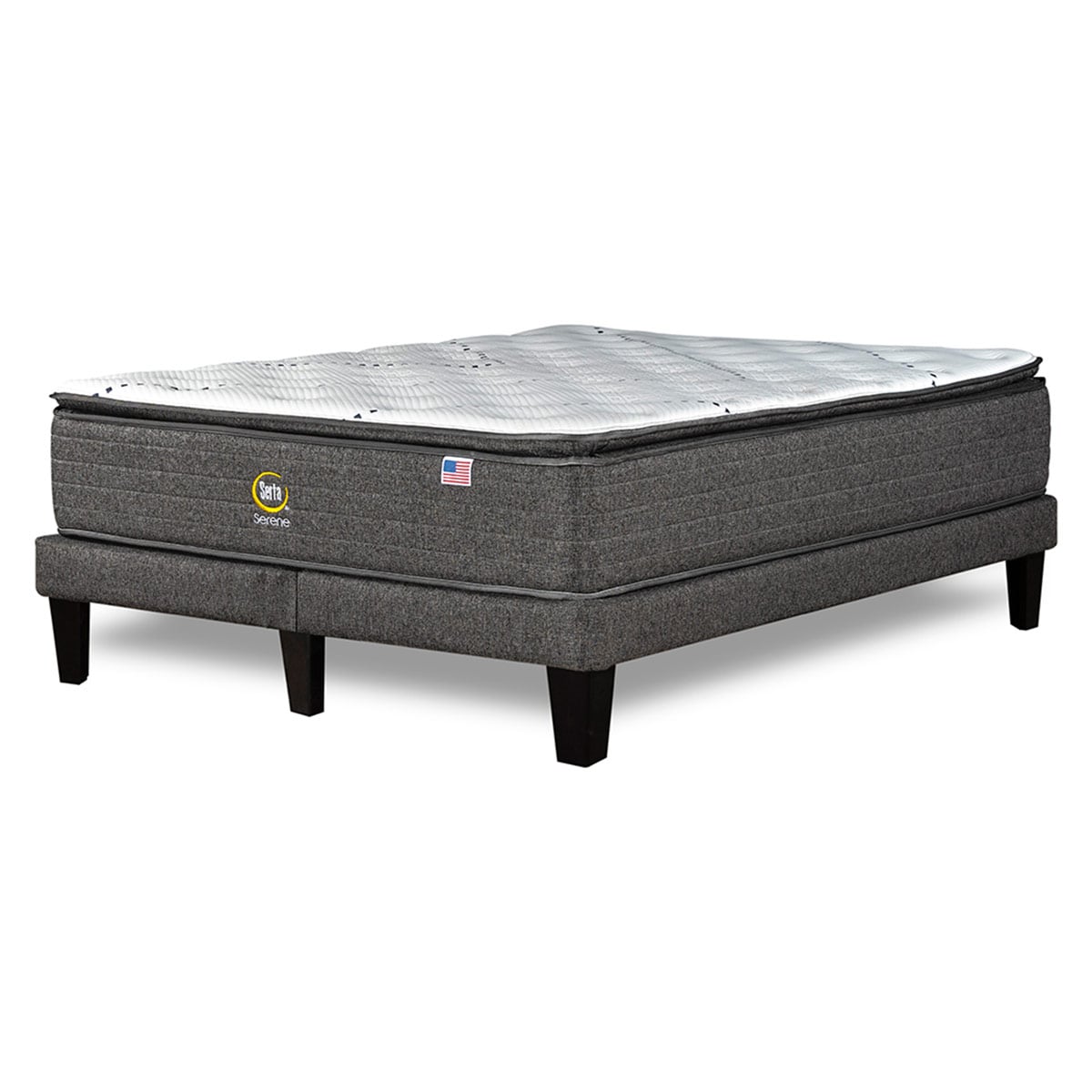 CAMA EUROPEA SERTA SERENE 2PL B/D + RESPALDO TIBET PLATA - 4