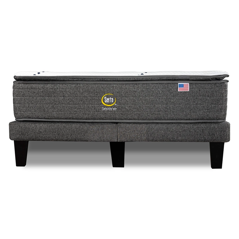 CAMA EUROPEA SERTA SERENE 2PL B/D + RESPALDO TIGNES GRIS  - 5