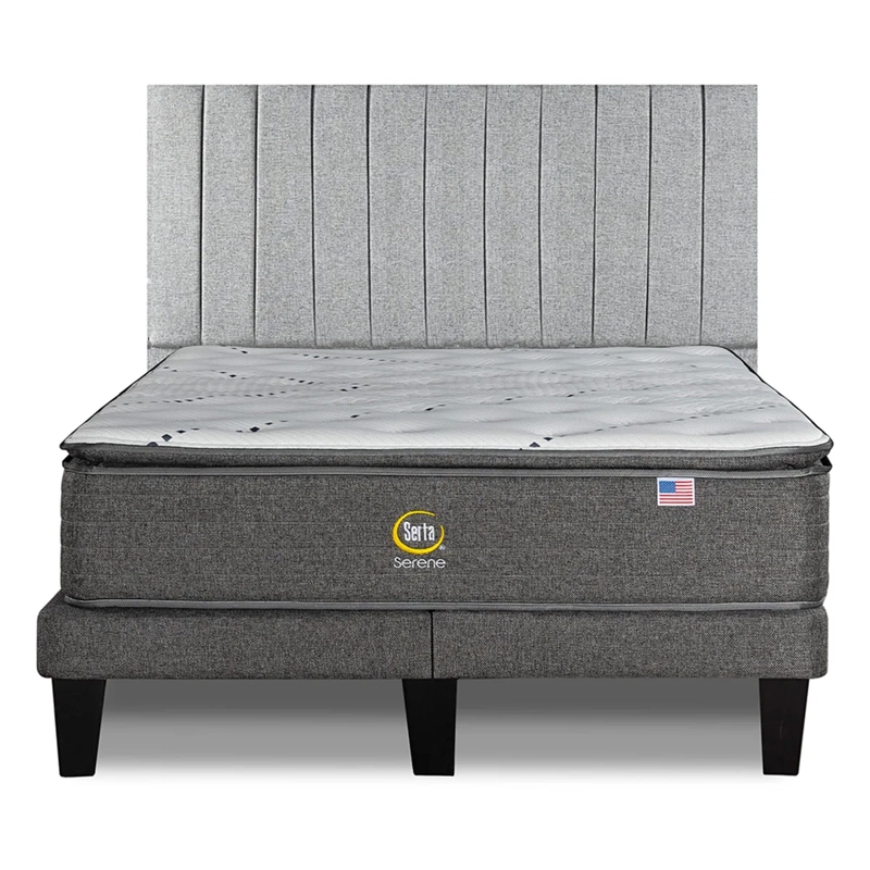 CAMA EUROPEA SERTA SERENE KING B/D + RESPALDO TIBET PLATA - 1