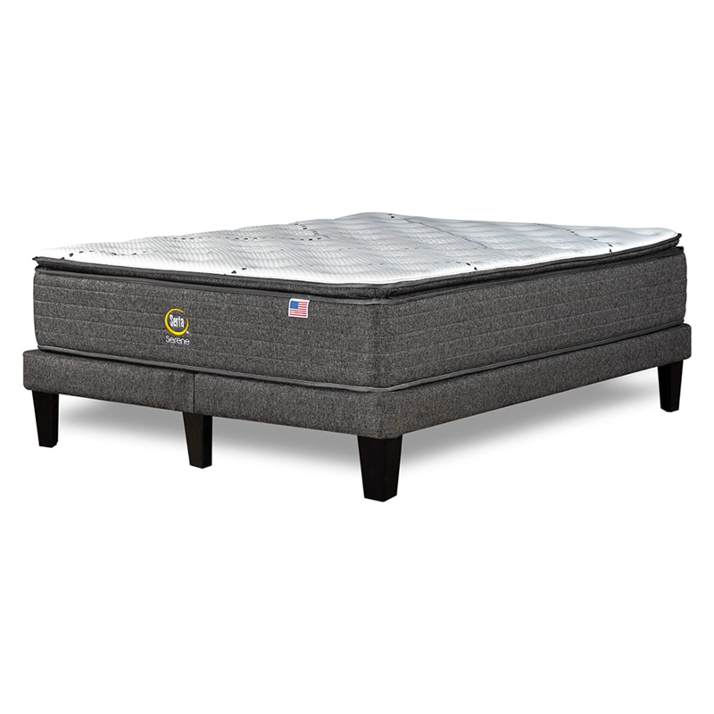 CAMA EUROPEA SERTA SERENE KING B/D + RESPALDO TIBET PLATA - 4