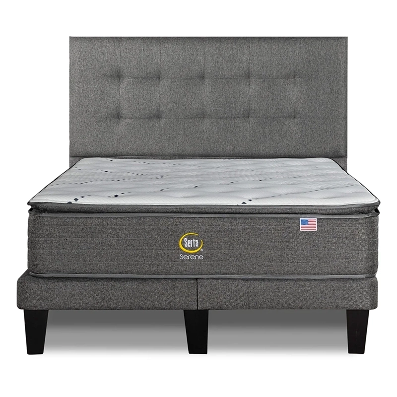 CAMA EUROPEA SERTA SERENE KING B/D + RESPALDO TIGNES GRIS - 1