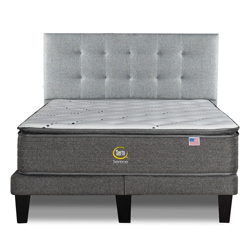 CAMA EUROPEA SERTA SERENE KING B/D + RESPALDO TIGNES PLATA