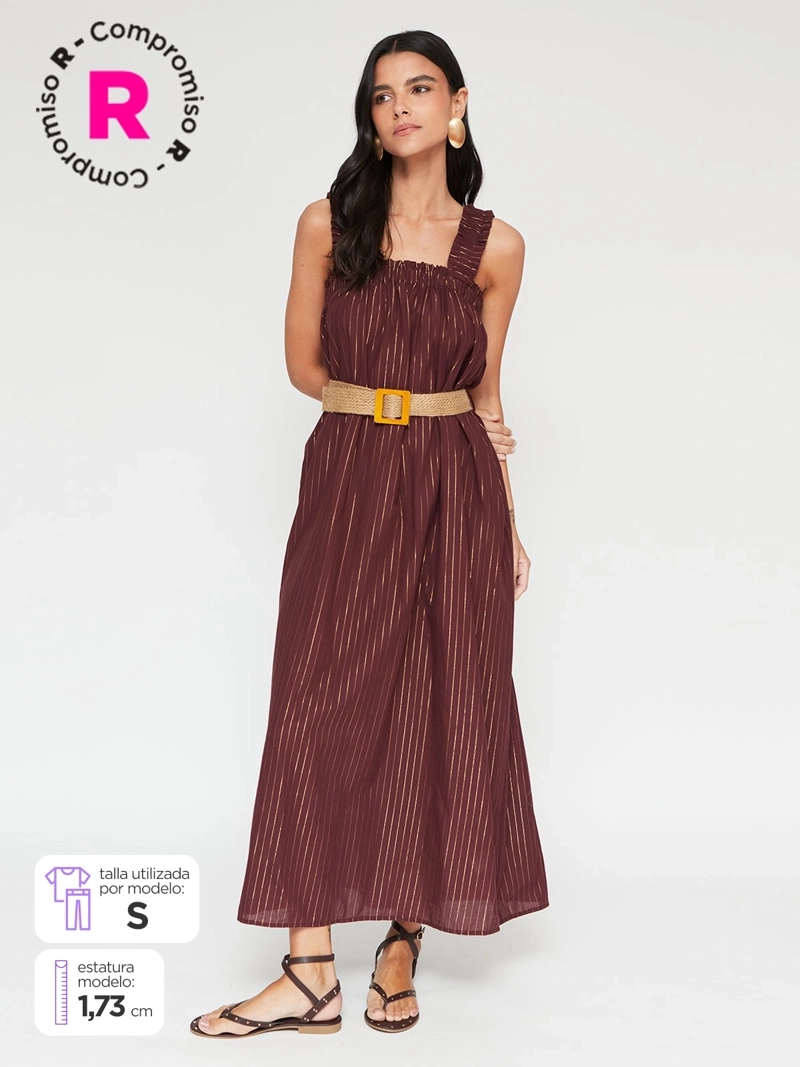 VESTIDO MUJER TATIENNE ALGODÓN LARGO LÍNEAS - 1
