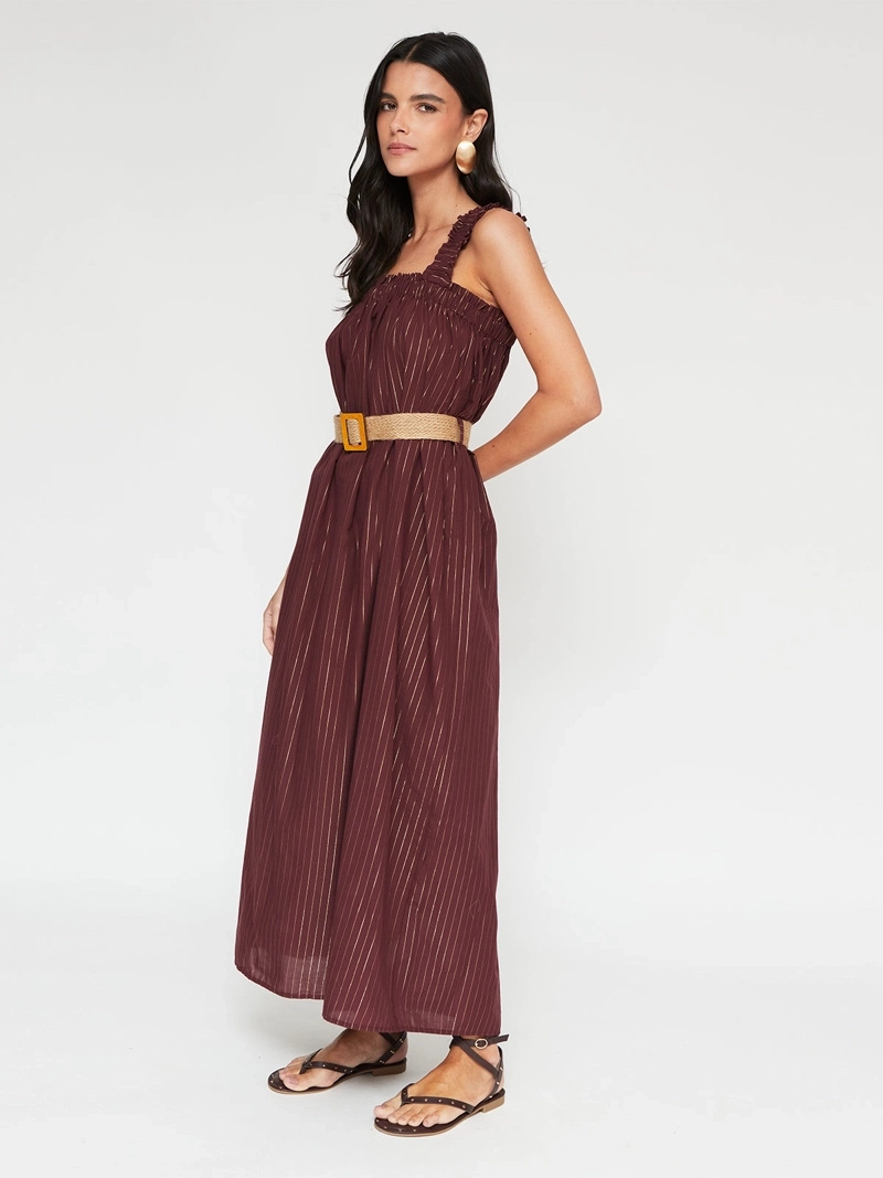 VESTIDO MUJER TATIENNE ALGODÓN LARGO LÍNEAS - 2