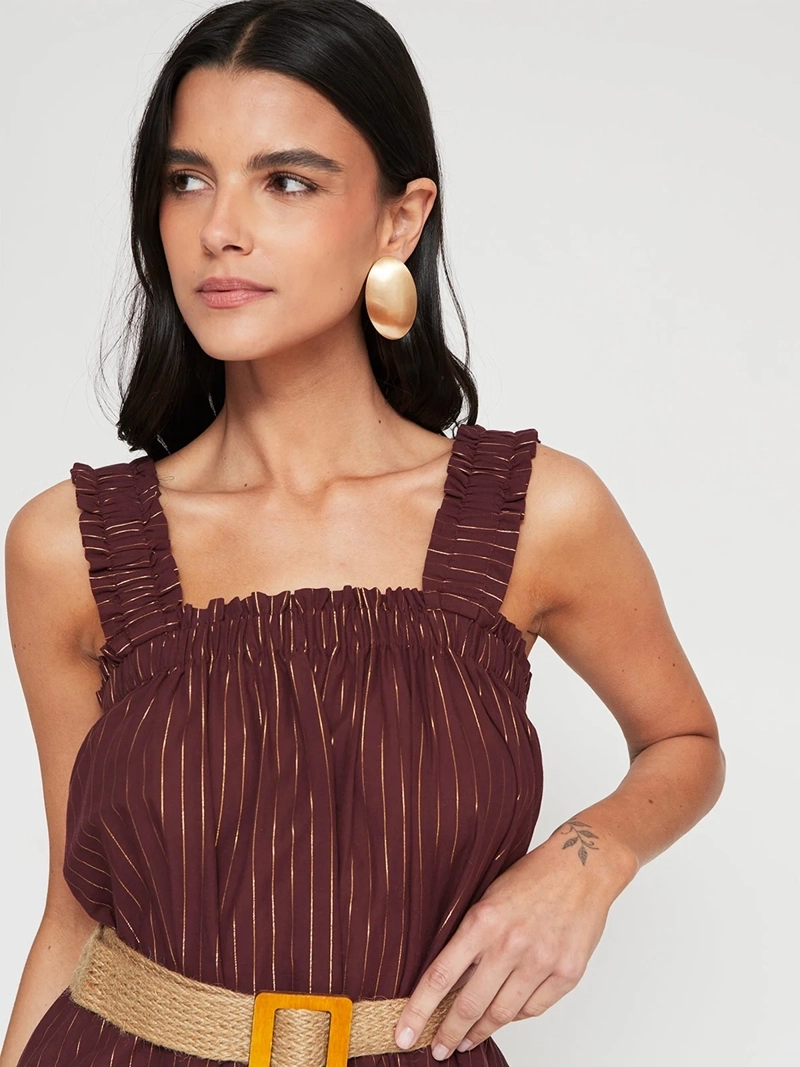 VESTIDO MUJER TATIENNE ALGODÓN LARGO LÍNEAS - 4