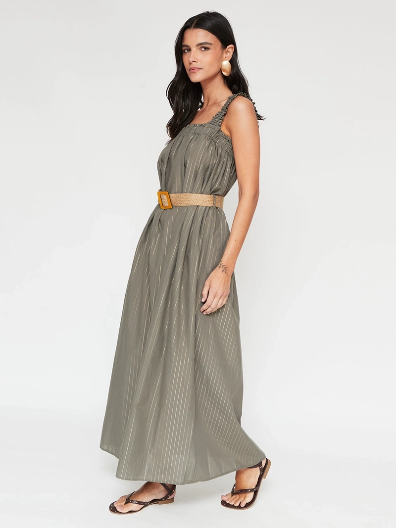 VESTIDO MUJER TATIENNE ALGODÓN LARGO LÍNEAS - 2