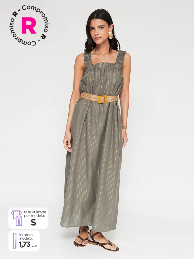 VESTIDO MUJER TATIENNE ALGODÓN LARGO LÍNEAS - 1