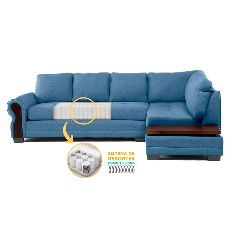 SECCIONAL DERECHO LIVING FACTORY MICHIGAN 6 CUERPOS AZUL - 2