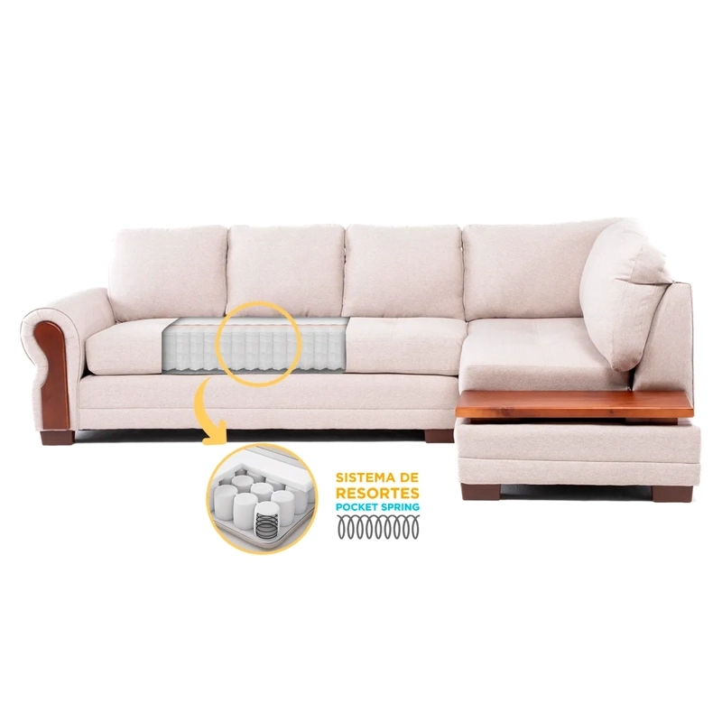 SECCIONAL DERECHO LIVING FACTORY MICHIGAN 6 CUERPOS BEIGE - 2
