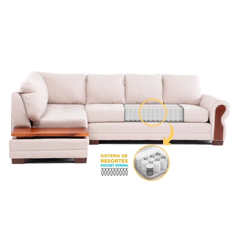 SECCIONAL IZQUIERDO LIVING FACTORY MICHIGAN 6 CUERPOS BEIGE - 2