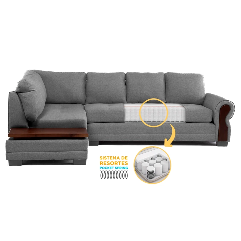 SECCIONAL IZQUIERDO LIVING FACTORY MICHIGAN 6 CUERPOS GRIS - 2