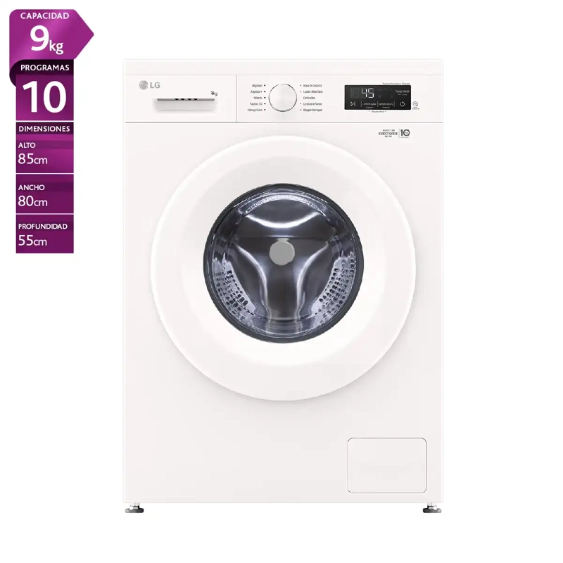 LAVADORA CARGA FRONTAL LG WM9GWVFS6 9KG BLANCO - 1