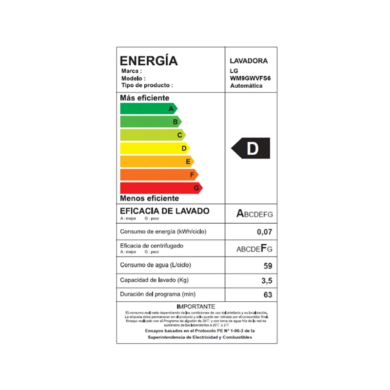 LAVADORA CARGA FRONTAL LG WM9GWVFS6 9KG BLANCO - 10