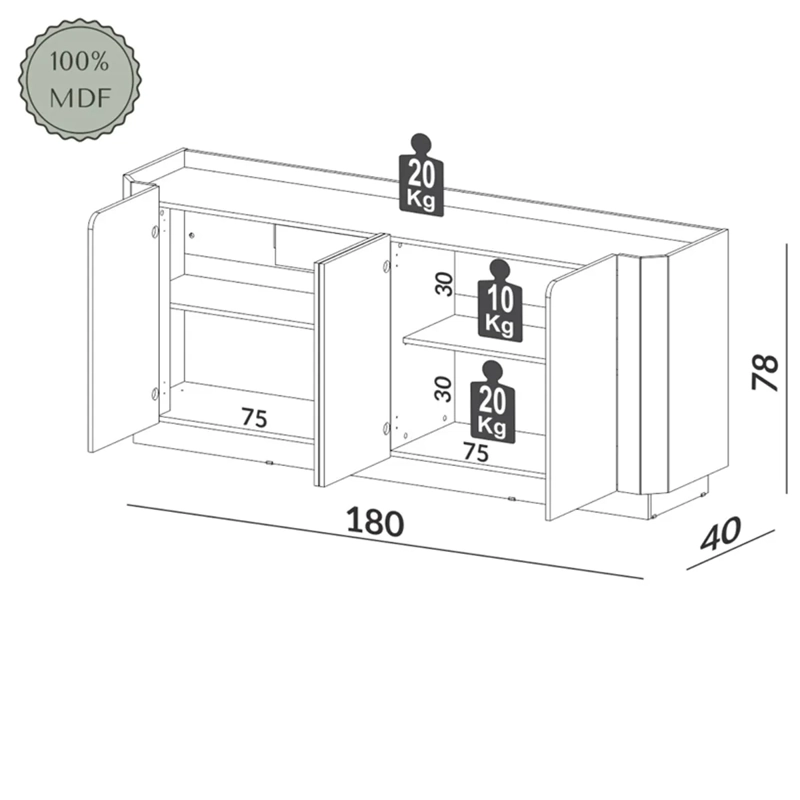 BUFFET DECOCASA TB348 5P 1C - 3