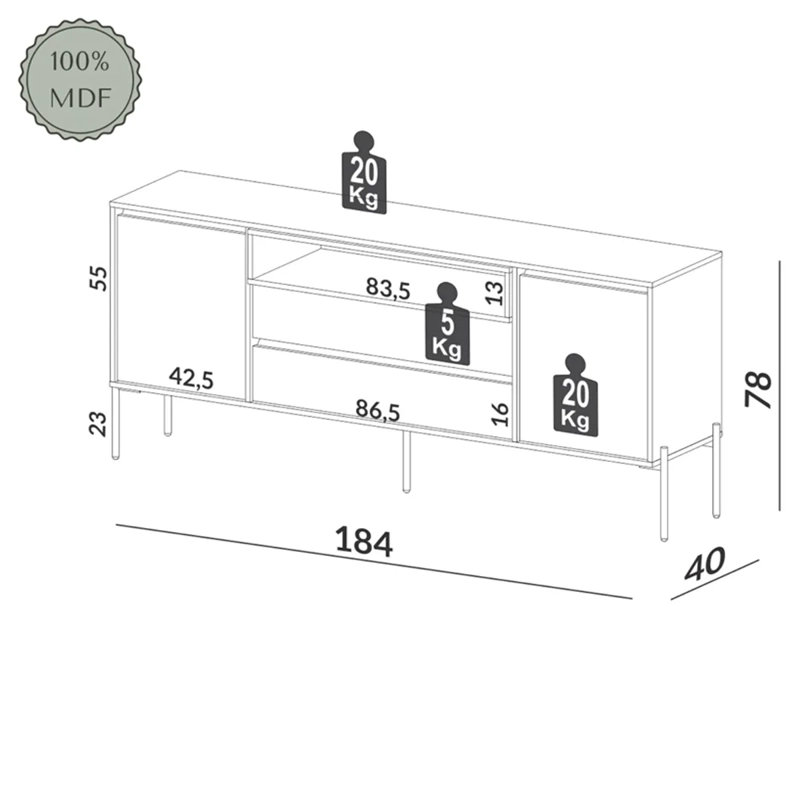 BUFFET DECOCASA TB403 2P 2C - 3