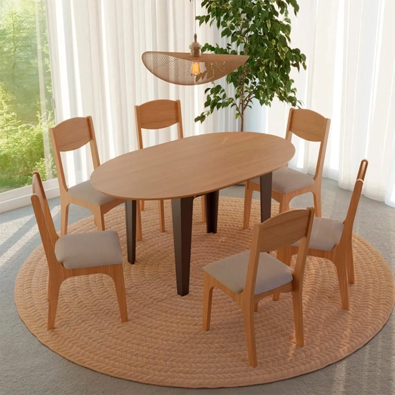 JUEGO DE COMEDORE DECOCASA TM70 PLEGABLE 6S CAFÉ - 1