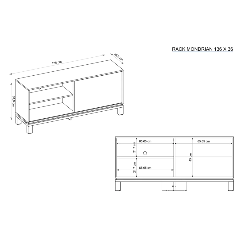 PANEL+RACK TV DECOCASA MONDRIAN 46" - 3