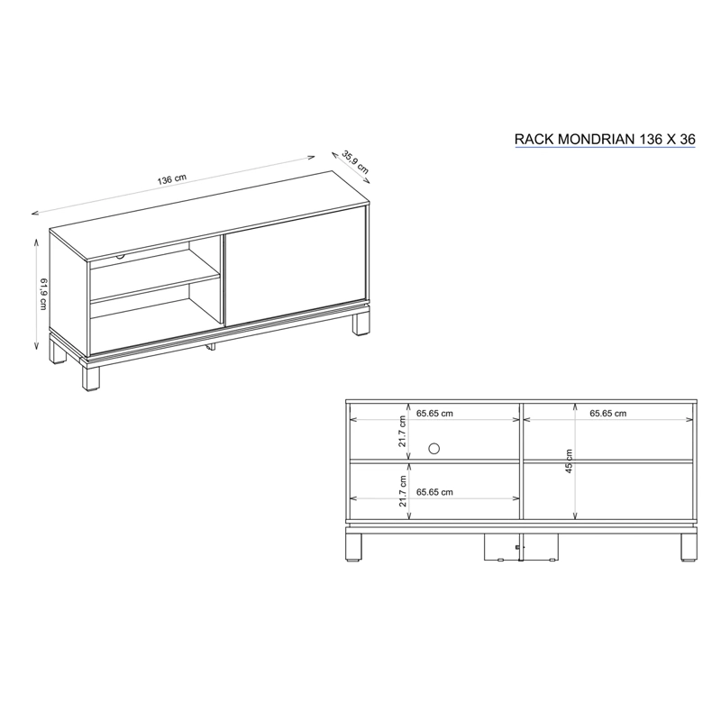 PANEL+RACK TV DECOCASA MONDRIAN 46" - 3