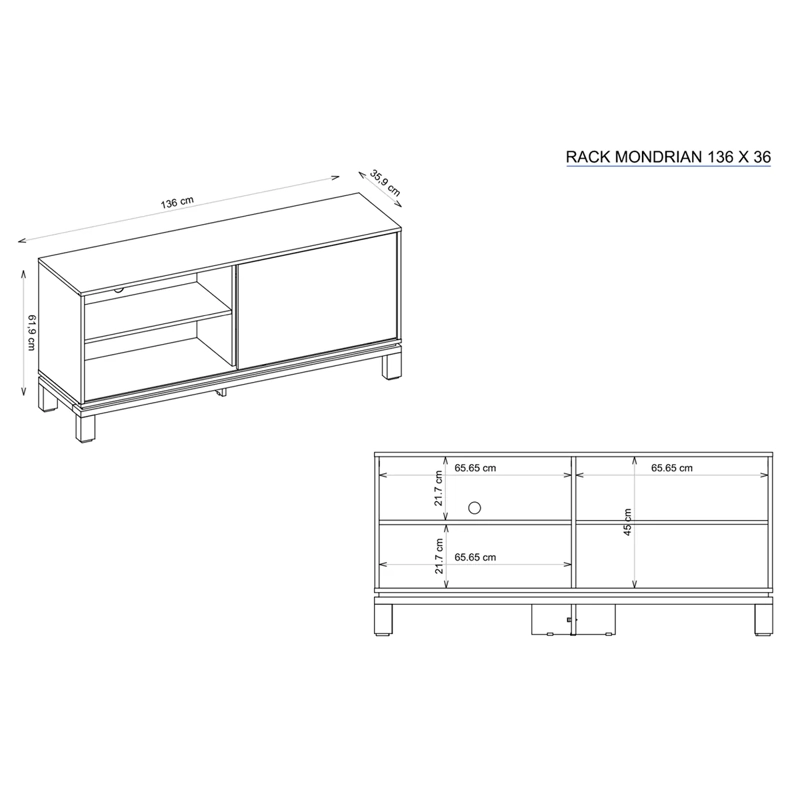 PANEL+RACK TV+VITRINA DECOCASA MONDRIAN 46" - 6